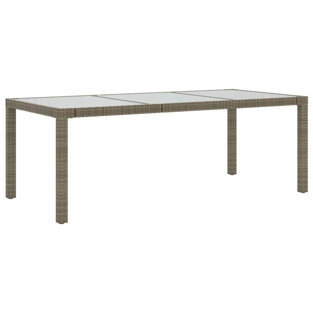 Mesa Jardín Vidrio Templado Ratán Sintético Gris 190x90x75 Cm