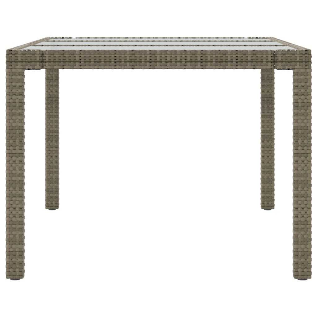 Mesa Jardín Vidrio Templado Ratán Sintético Gris 190x90x75 Cm
