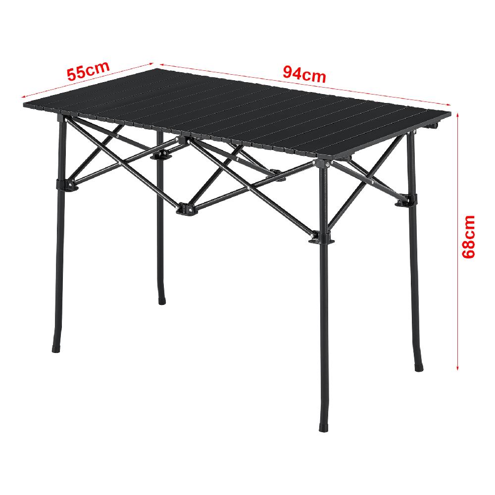 Mesa Plegable Camping Castilenti Aluminio 94x55x68 Cm - Negro [en.casa]