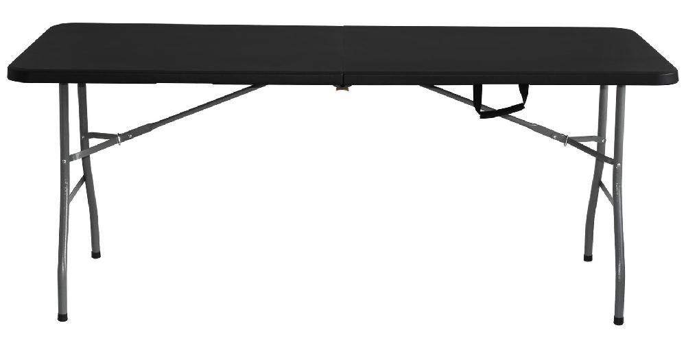 Mesa Plegable De Jardín De Acero Catering Negro De 180x74x74 Cm