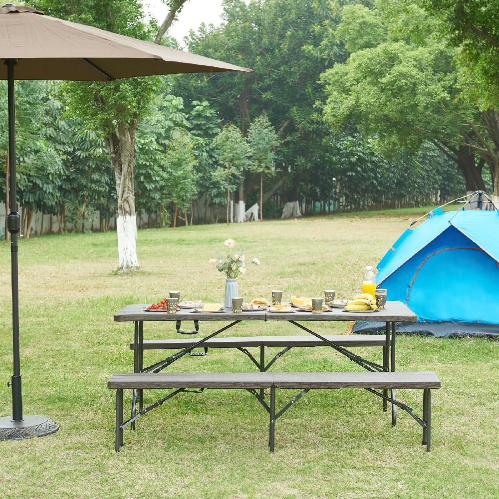 Mesa Plegable Lillestr√łm Exterior 180x75x72cm - Efecto Madera [en.casa]