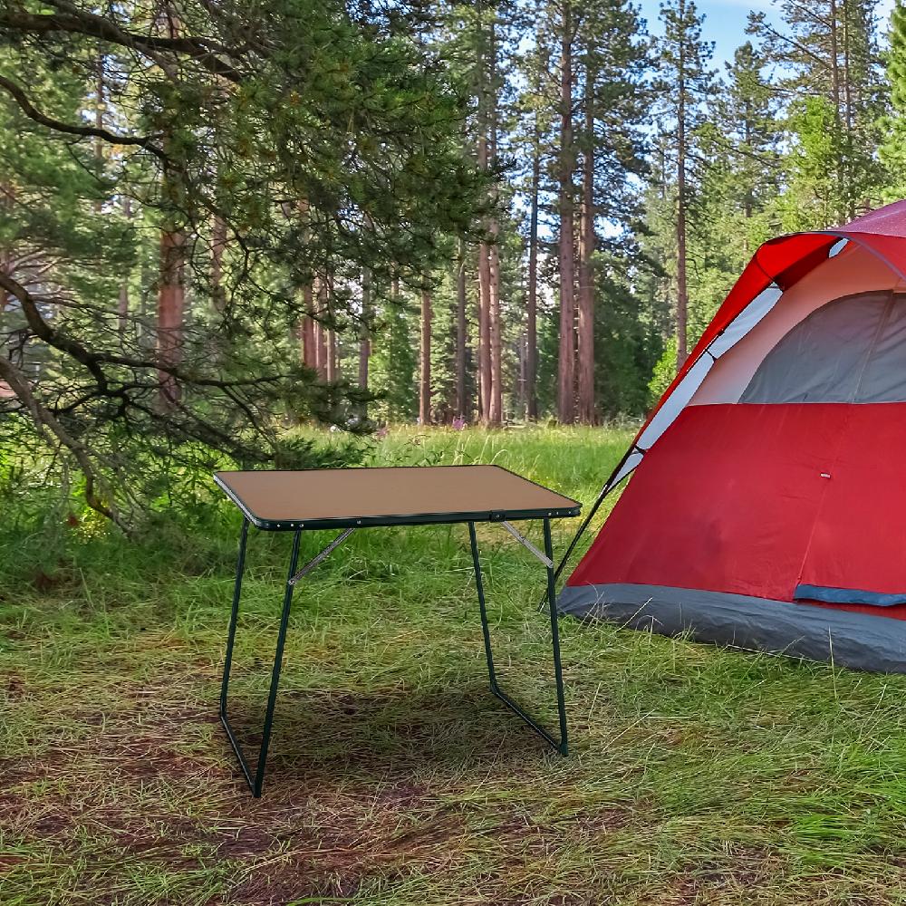 Mesa Plegable Multiusos Para Jardín O Playa Solenny Tablero Durolac Madera De Alta Intensidad 80x60 Cm Para 2-4 Personas Color Madera Y Verde