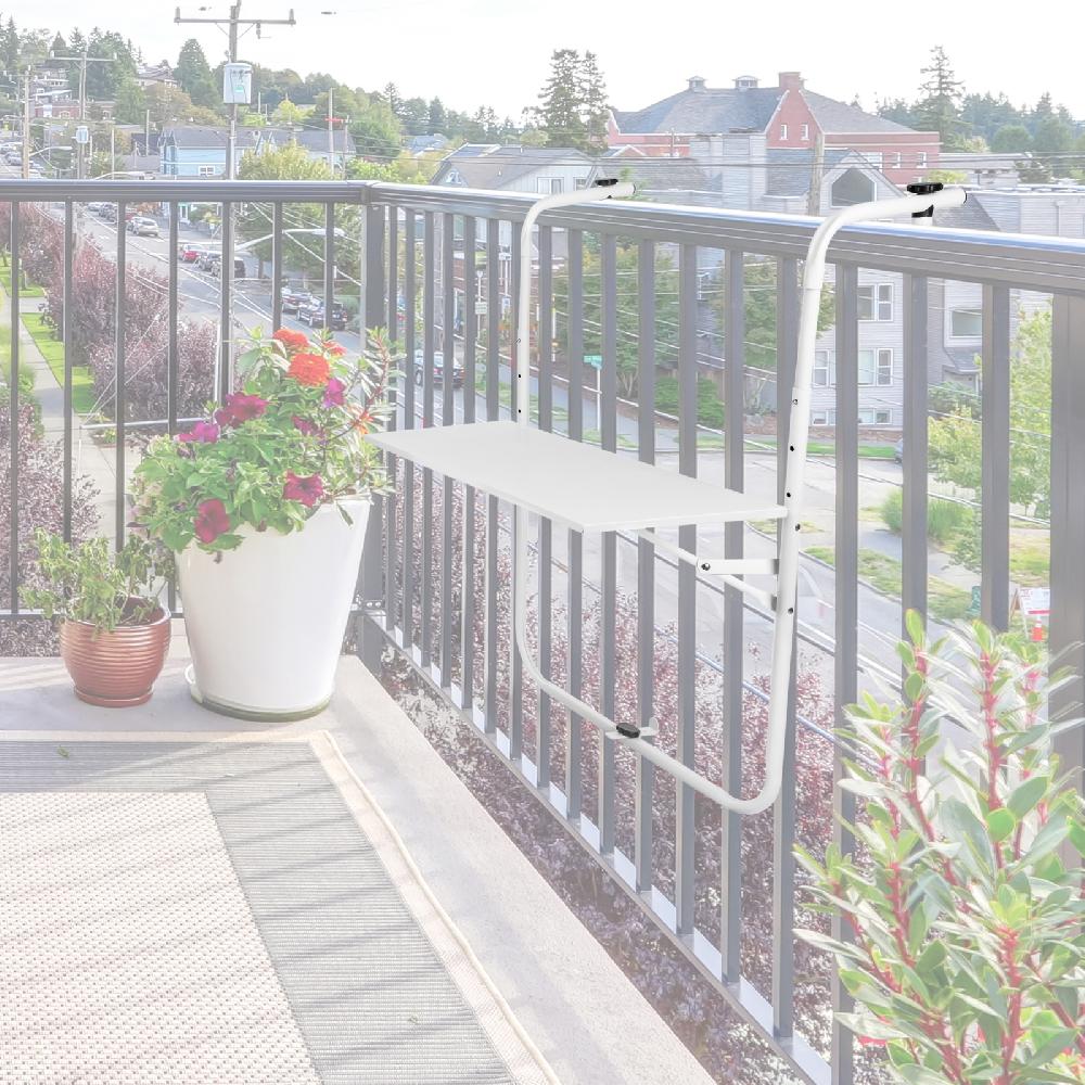 Mesa Plegable Rectangular De Metal Para Balcón Color Blanco 60x40 Cm