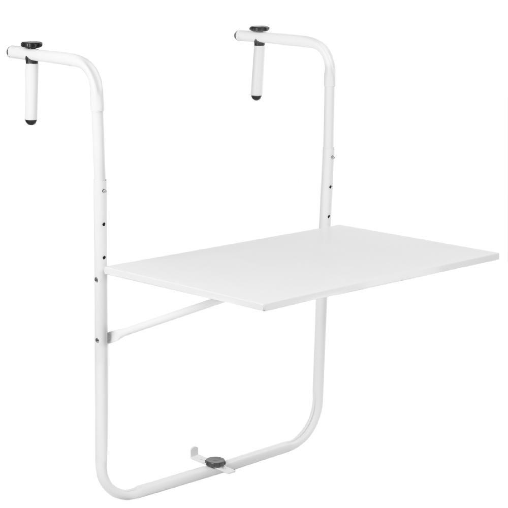 Mesa plegable rectangular de metal para balcón color blanco 60x40 cm
