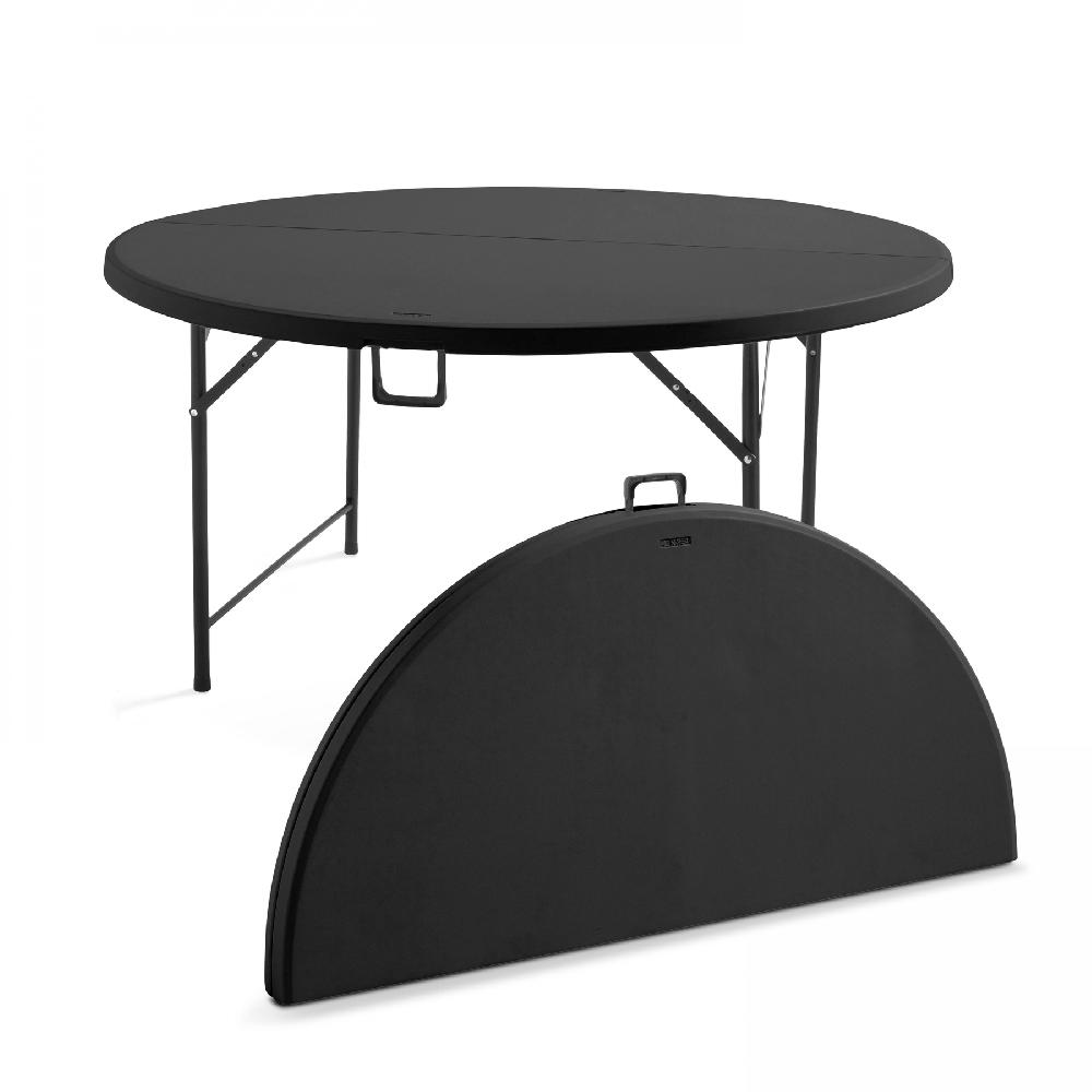 Mesa plegable redonda para 8 personas color negro