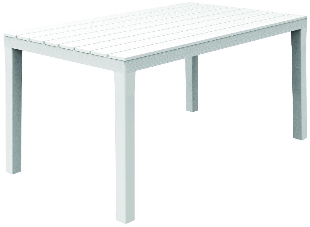 Mesa rectangular de resina para exterior de jardín Sumatra en tablillas efecto madera