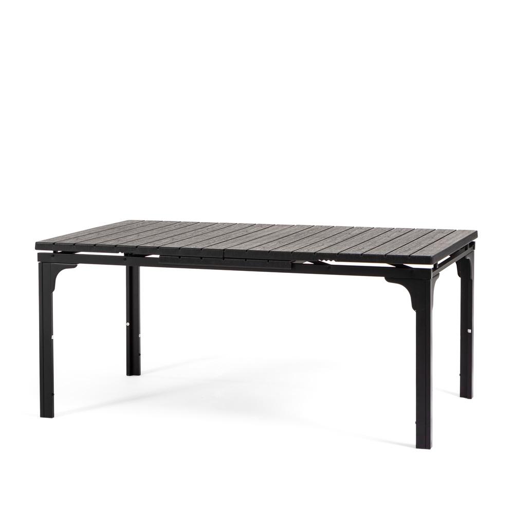 Mesa rectangular extensible 180/240x90 cm para exteriores/jardín en acero pintado con tapa de polietileno efecto madera Thomas XL antracita