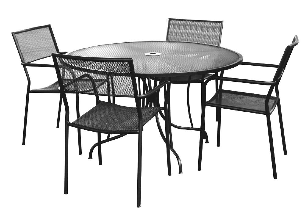 Mesa Redonda De Exterior De Acero Enrejado Negro Ø122 Con Agujero Para Sombrilla Kiwi