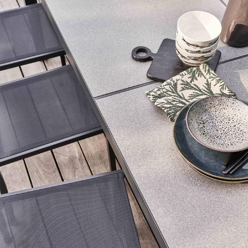 Mesa Y 10 Sillas De Jardín De Aluminio Y Cerámica Gris Tivoli - Oviala