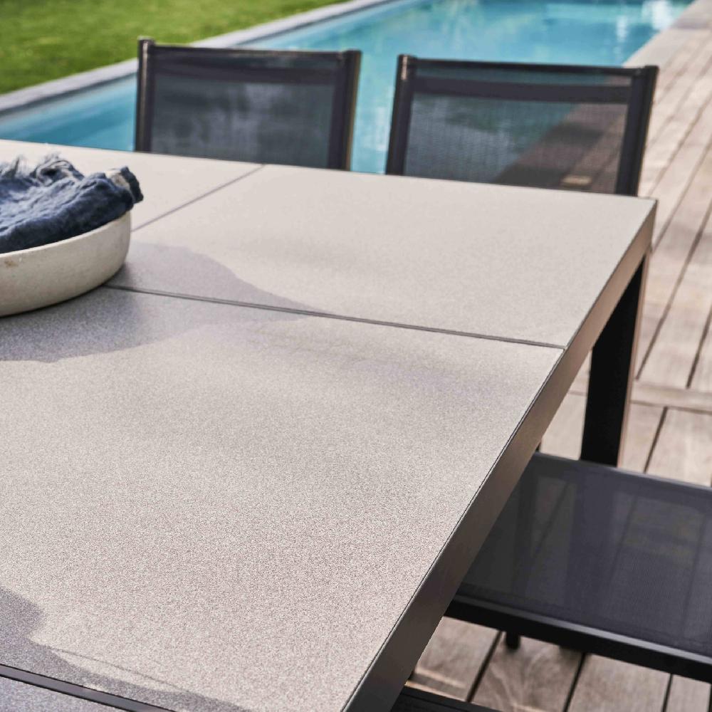 Mesa Y 10 Sillas De Jardín De Aluminio Y Cerámica Gris Tivoli - Oviala