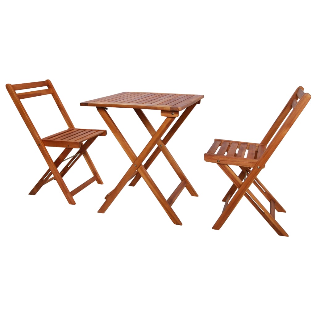 Mesa Y Sillas Bistró Plegables 3 Uds | Conjunto De Mesa Y Sillas Madera Maciza De Acacia CFW31526