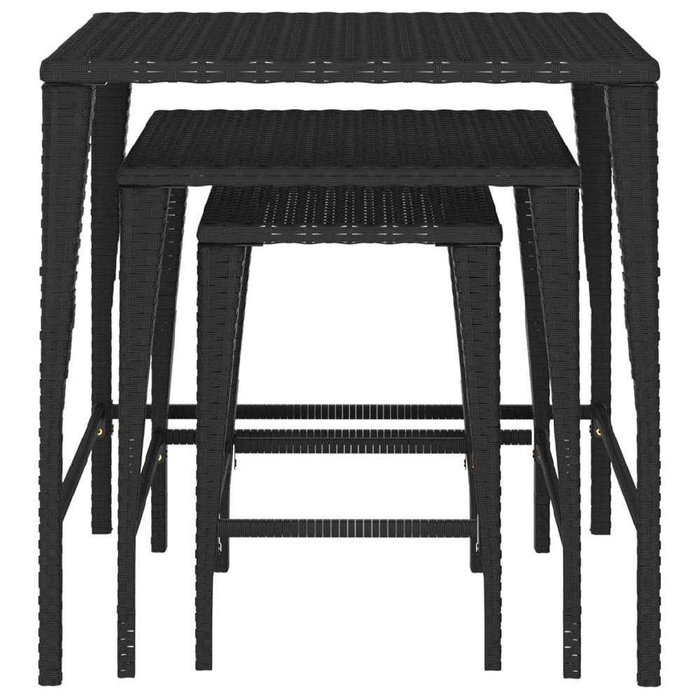 Mesas Nido De Jardín 3 Piezas De Resina Tejida Negra