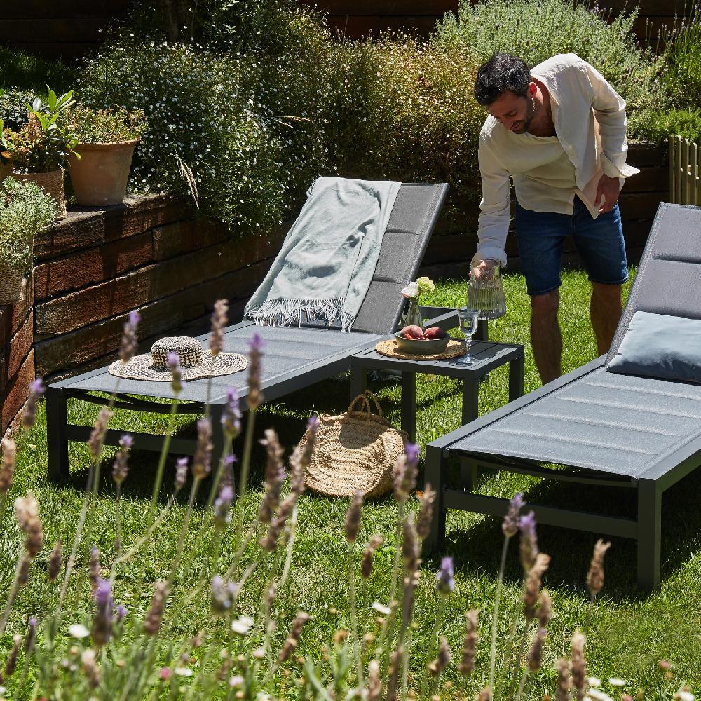 Mesita Auxiliar De Jardín De Aluminio Antracita - Tokyo