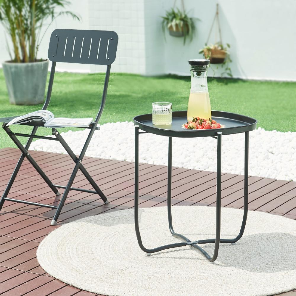 Mesita De Jardín Sandefjord Acero 53x46x46cm - Negro [en.casa]
