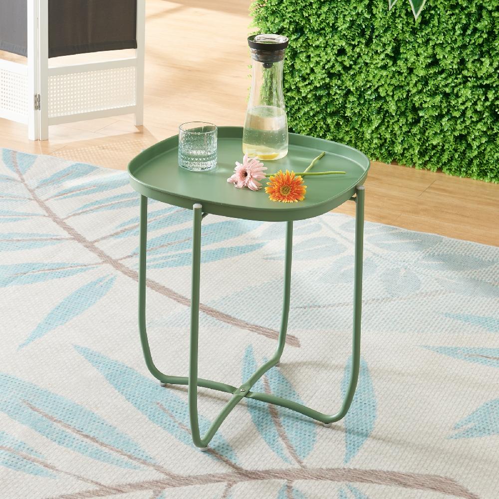 Mesita De Jardín Sandefjord Acero 53x46x46cm - Verde [en.casa]