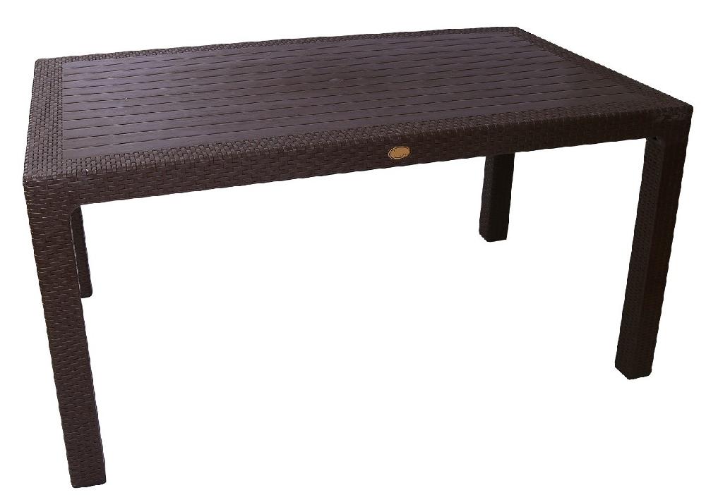 MF - Mesa De Exterior Modelo MIJAS Marrón Chocolate - Fabricada En Polipropileno 150x90 Cm