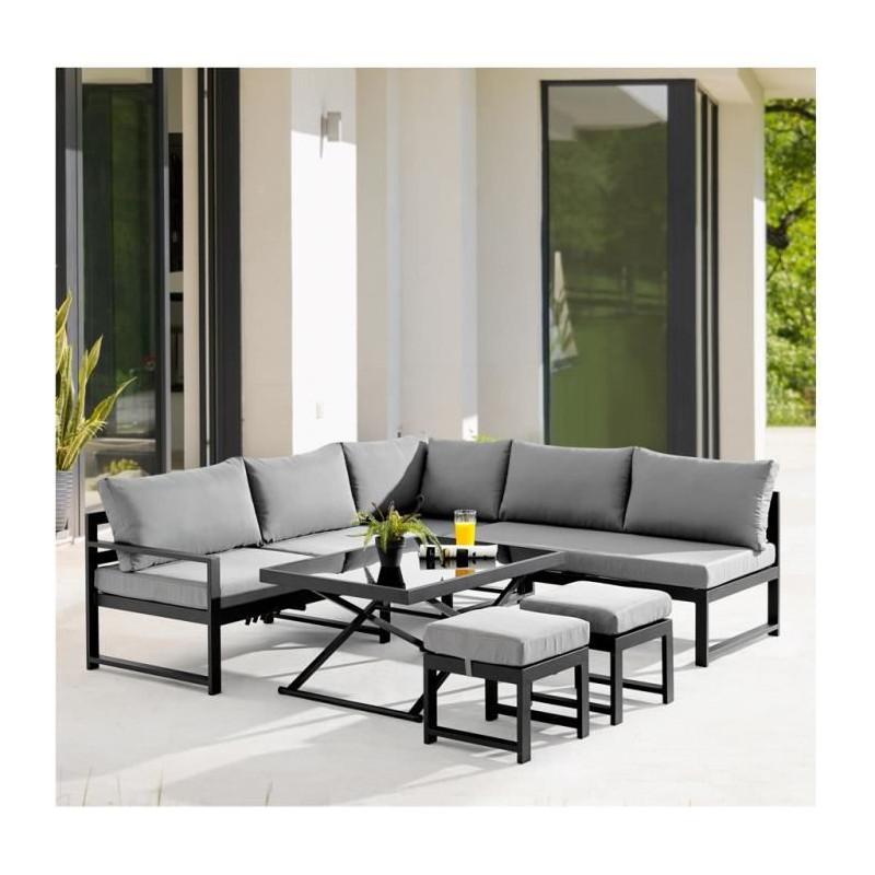 Mobiliario De Jardín Con Estructura De Aluminio Con Cojines Para 7 Personas Hipu Gris