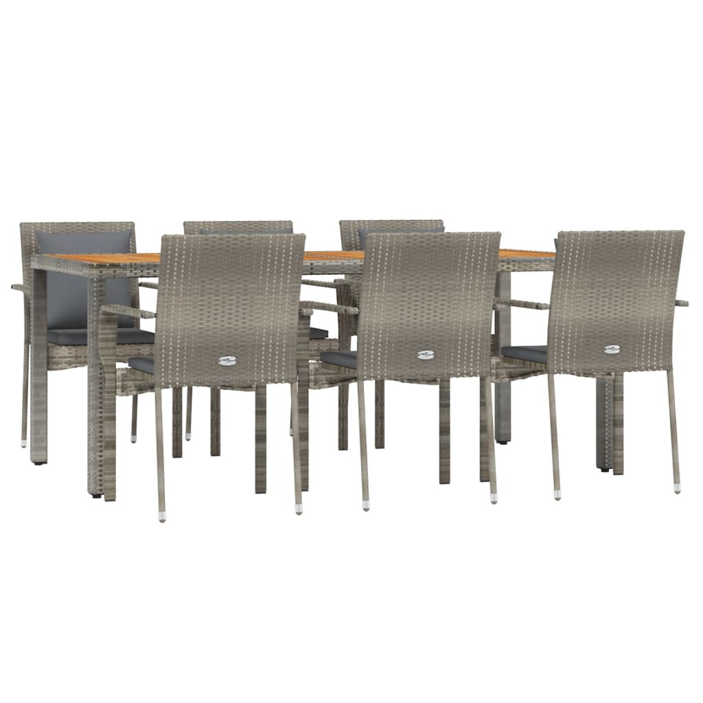 Muebles De Comedor Y Cojines De Jardín 7 Piezas Ratán Gris
