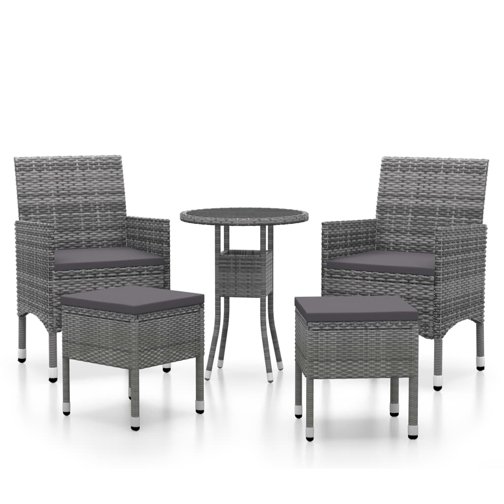Muebles De Jardín 5 Piezas Ratán Resina Gris VidaXL