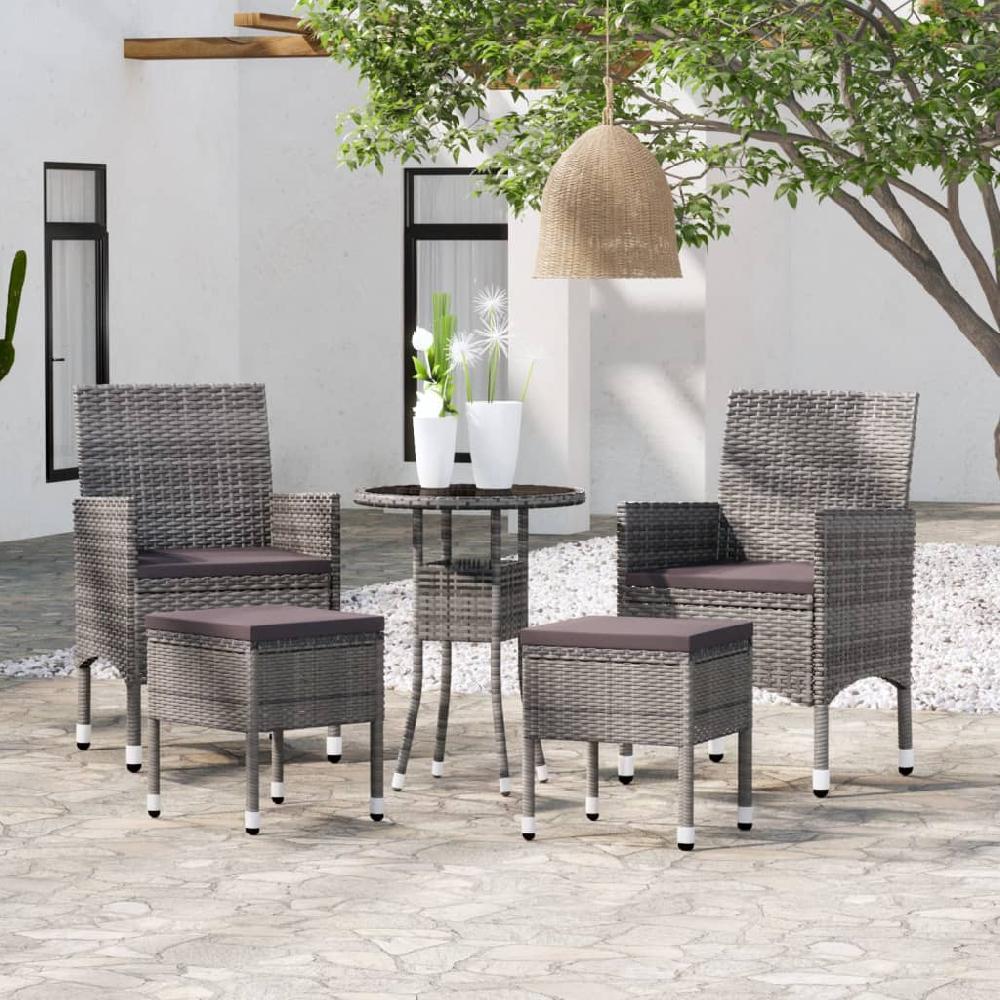 Muebles de jardín 5 piezas ratán resina gris vidaXL