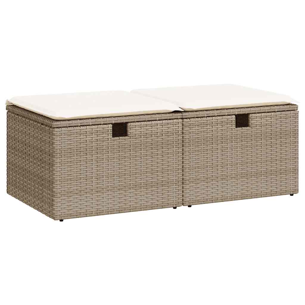 Muebles De Jardín Con Cojines 2 Piezas Resina Tejida Acacia Beige VidaXL