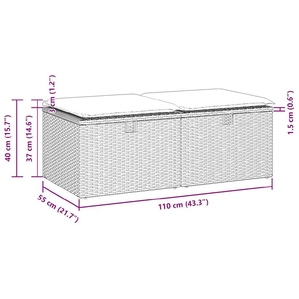 Muebles De Jardín Con Cojines 2 Piezas Resina Tejida Acacia Beige VidaXL