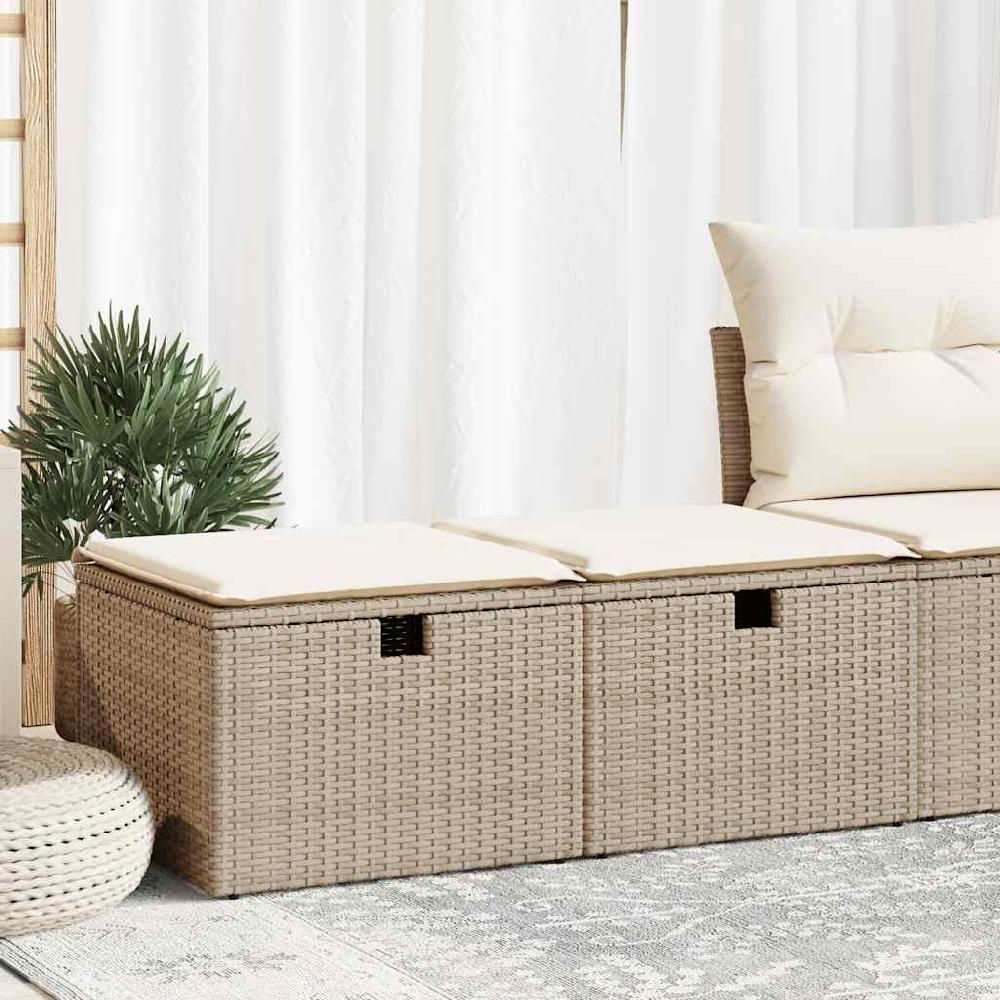 Muebles De Jardín Con Cojines 2 Piezas Resina Tejida Acacia Beige VidaXL