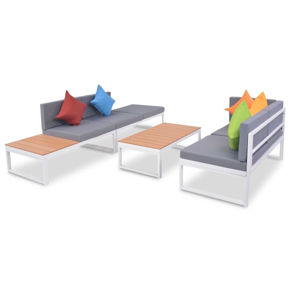 Muebles De Jardín De 4 Piezas Con Cojines De Aluminio Y WPC