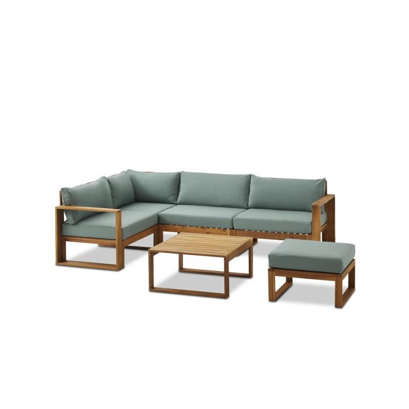 Muebles de jardín de acacia FSC para 6 personas Verde agua