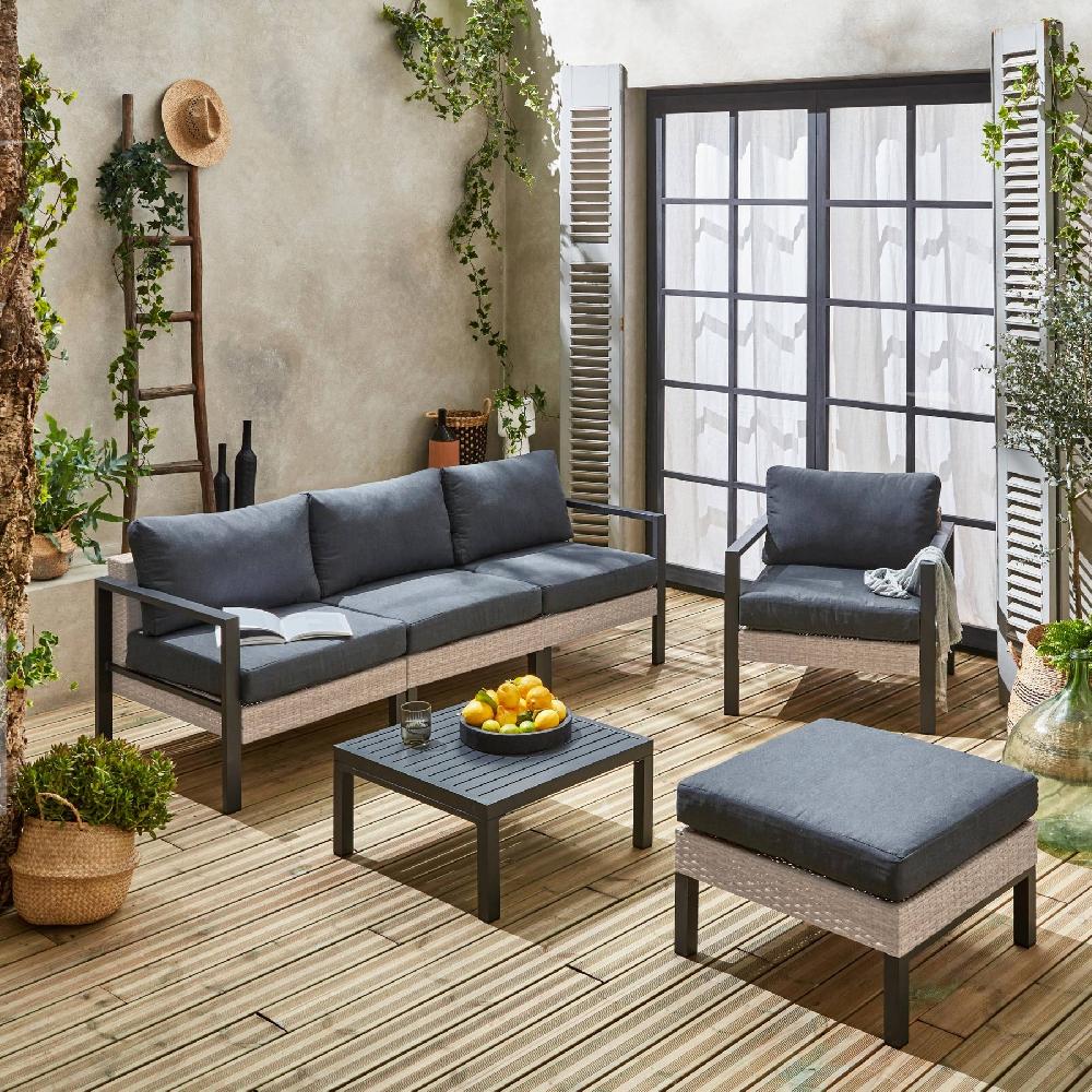 Muebles De Jardín De Aluminio Y Resina De 5 Plazas Velletri Antracita 68x74x76 Cm
