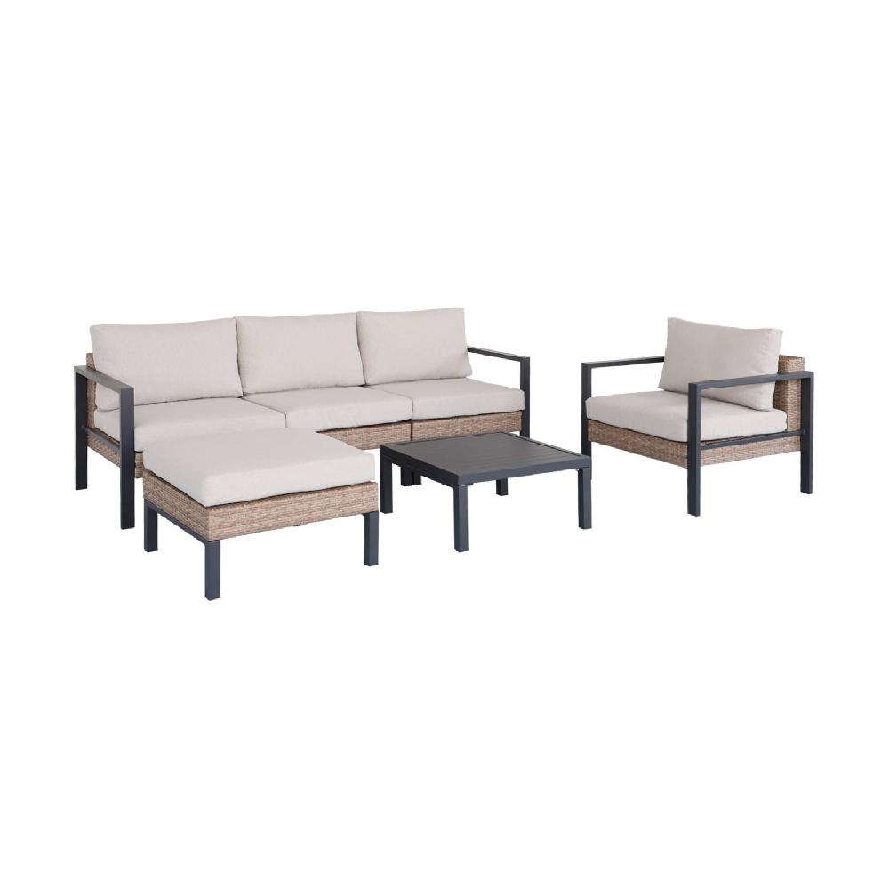 Muebles de jardín de aluminio y resina de 5 plazas Velletri Antracita 68x74x76 cm