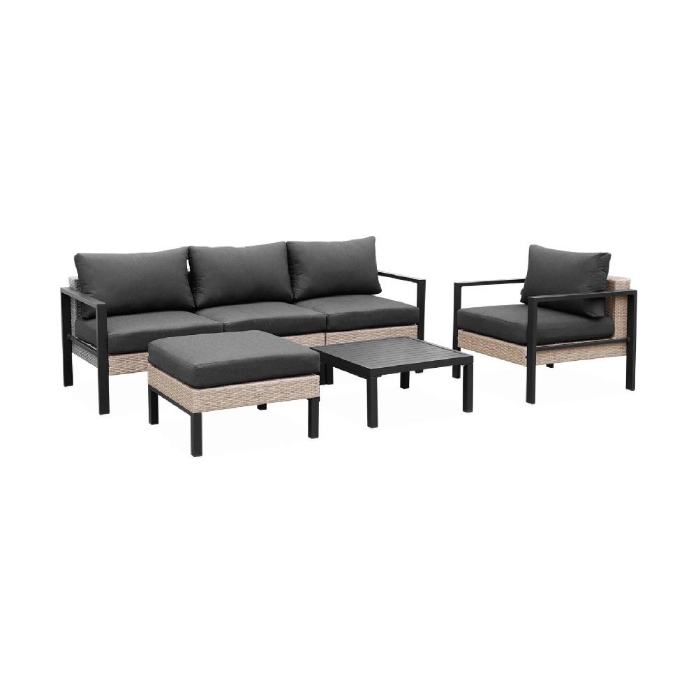 Muebles de jardín de aluminio y resina de 5 plazas Velletri Antracita 68x74x76 cm