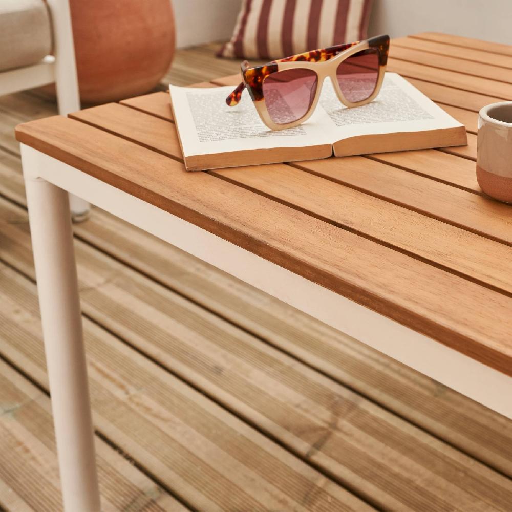 Muebles De Jardín De Madera Y Aluminio De 4 Plazas Arnedo Blanco 117.5x63.5x66 Cm