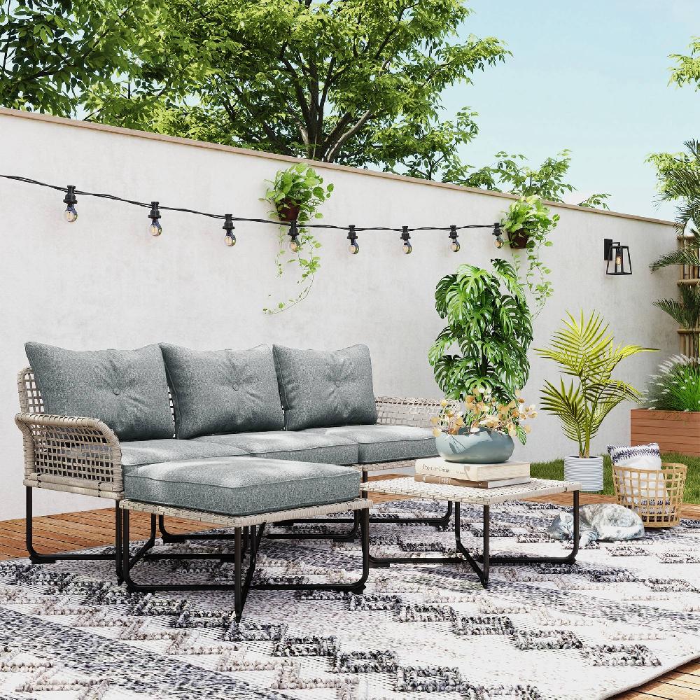 Muebles De Jardín OUTSUNNY Acero PE Gris 65x65x72 Cm 860-306V00GY