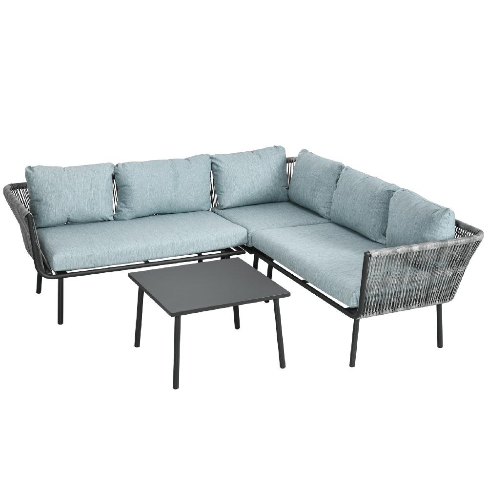 Muebles de Ratán OUTSUNNY Ratán PE Poliéster Espuma Aluminio Gris 120x71x65 cm 860-275V00GY