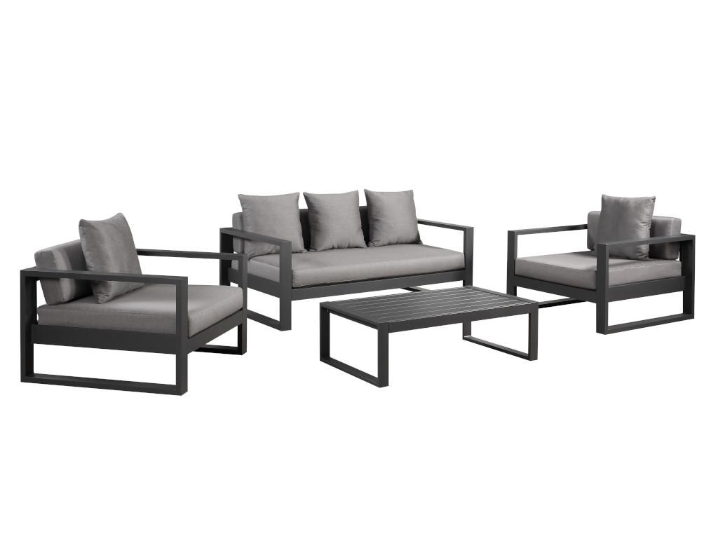 Muebles De Salón Para Jardín De Aluminio: Un Sofá De 3 Plazas 2 Sillones Una Mesa De Centro - MOLOKAI