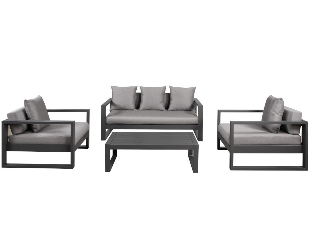 Muebles De Salón Para Jardín De Aluminio: Un Sofá De 3 Plazas 2 Sillones Una Mesa De Centro - MOLOKAI