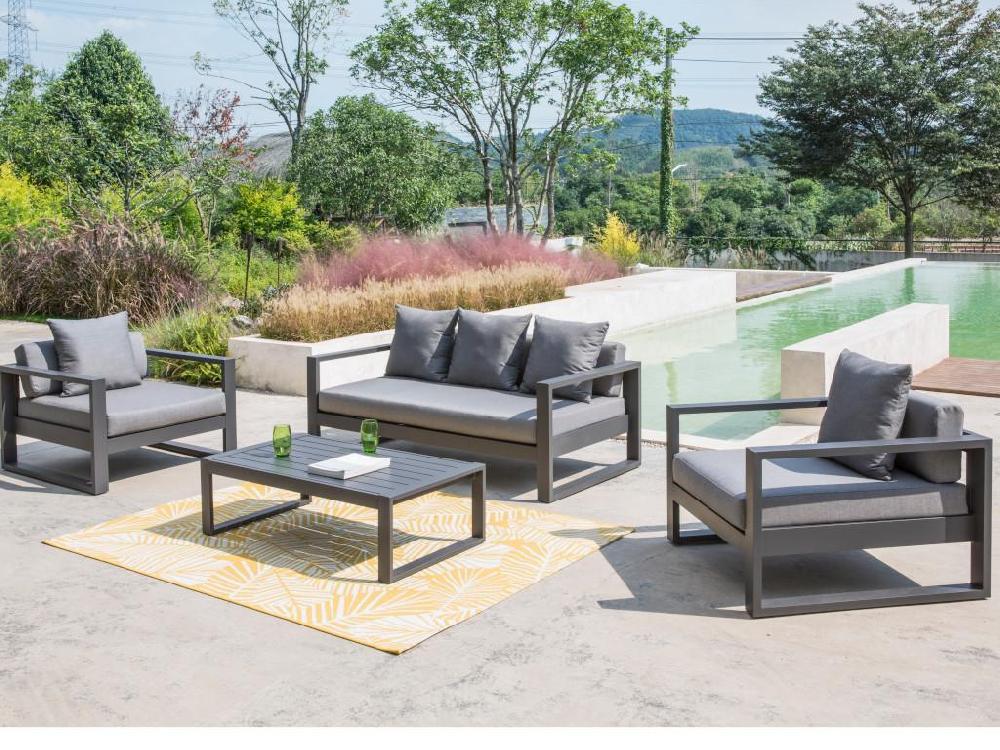 Muebles De Salón Para Jardín De Aluminio: Un Sofá De 3 Plazas 2 Sillones Una Mesa De Centro - MOLOKAI