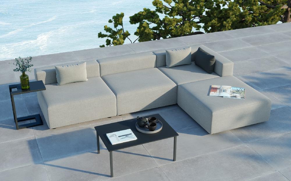 Muebles-Exterior.Com Conjunto De Sofás En Telas Náuticas Impermeables GRIS PIEDRA Modelo CUBIC