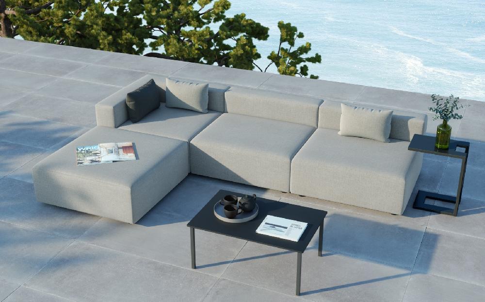 Muebles-Exterior.Com Conjunto De Sofás En Telas Náuticas Impermeables GRIS PIEDRA Modelo CUBIC