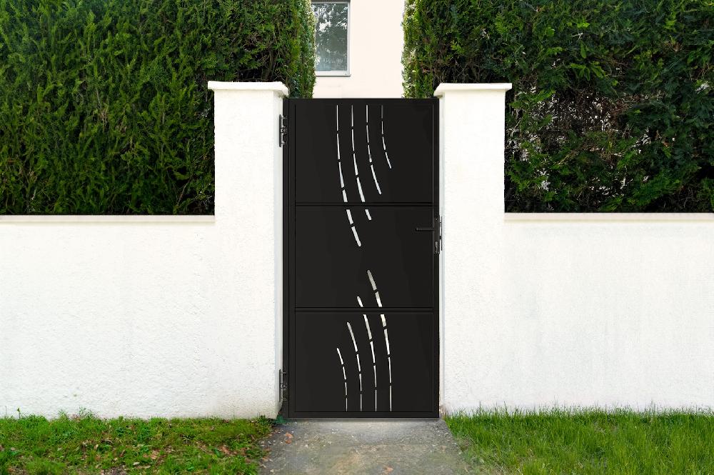 NALI Pack Puerta Batiente VELETA 3x2m + Puerta Al.200cm Negro