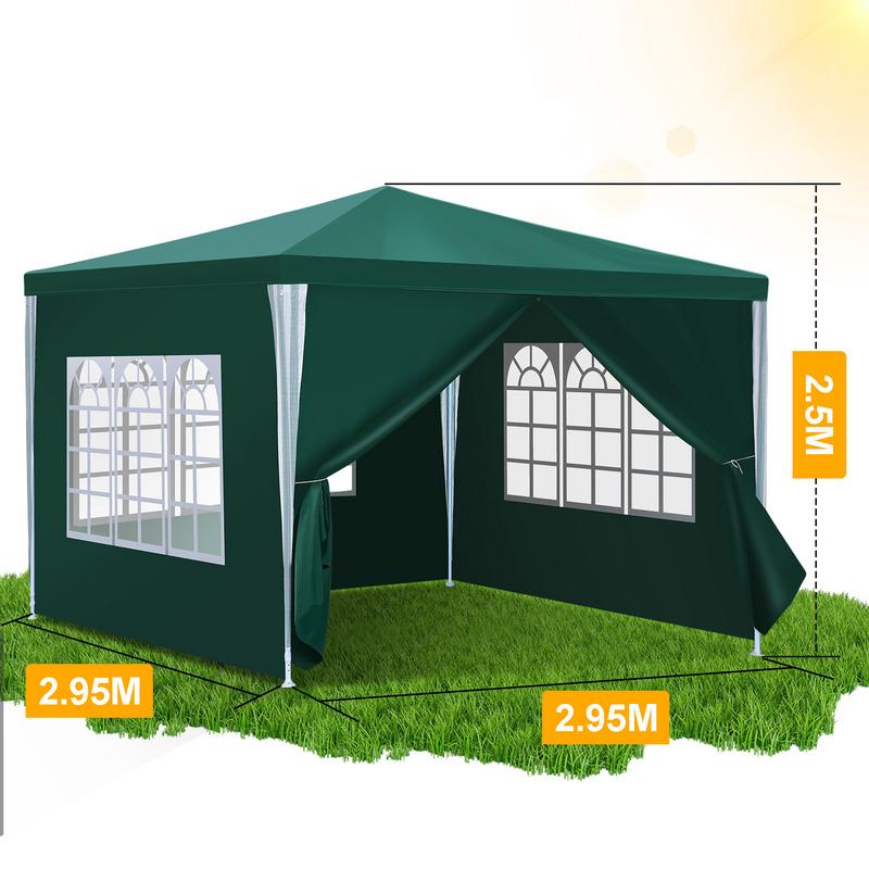Pabellón Carpa Terraza - Carpa De Mercado Y Protección Solar Para El Jardín Pabellón Ideal Para Fiestas 3x3m Verde