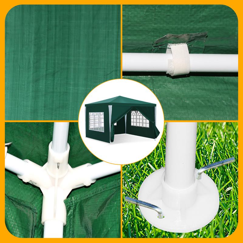 Pabellón Carpa Terraza - Carpa De Mercado Y Protección Solar Para El Jardín Pabellón Ideal Para Fiestas 3x3m Verde