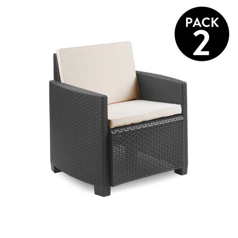 Pack 2 butacas-sofá Lani Antracita 63 x 74 x cm