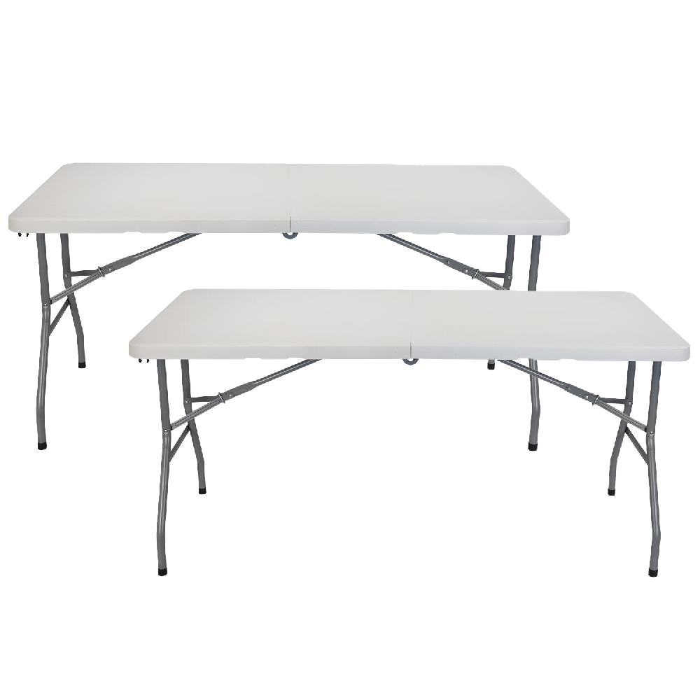 Pack 2 Mesas Plegables 150cm Rectangular Blanca Catering O91