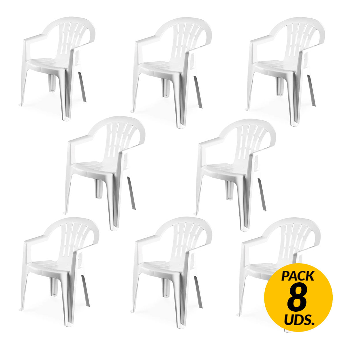 Pack 8 sillas de jardín Casablanca apilables blanco 78x55x59 cm