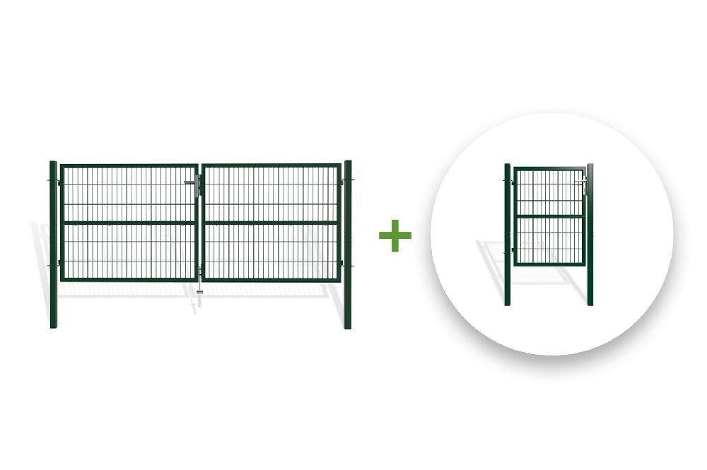 Pack cancela batiente de rejilla RAZO 300B120 + cancela VERDE de 1m