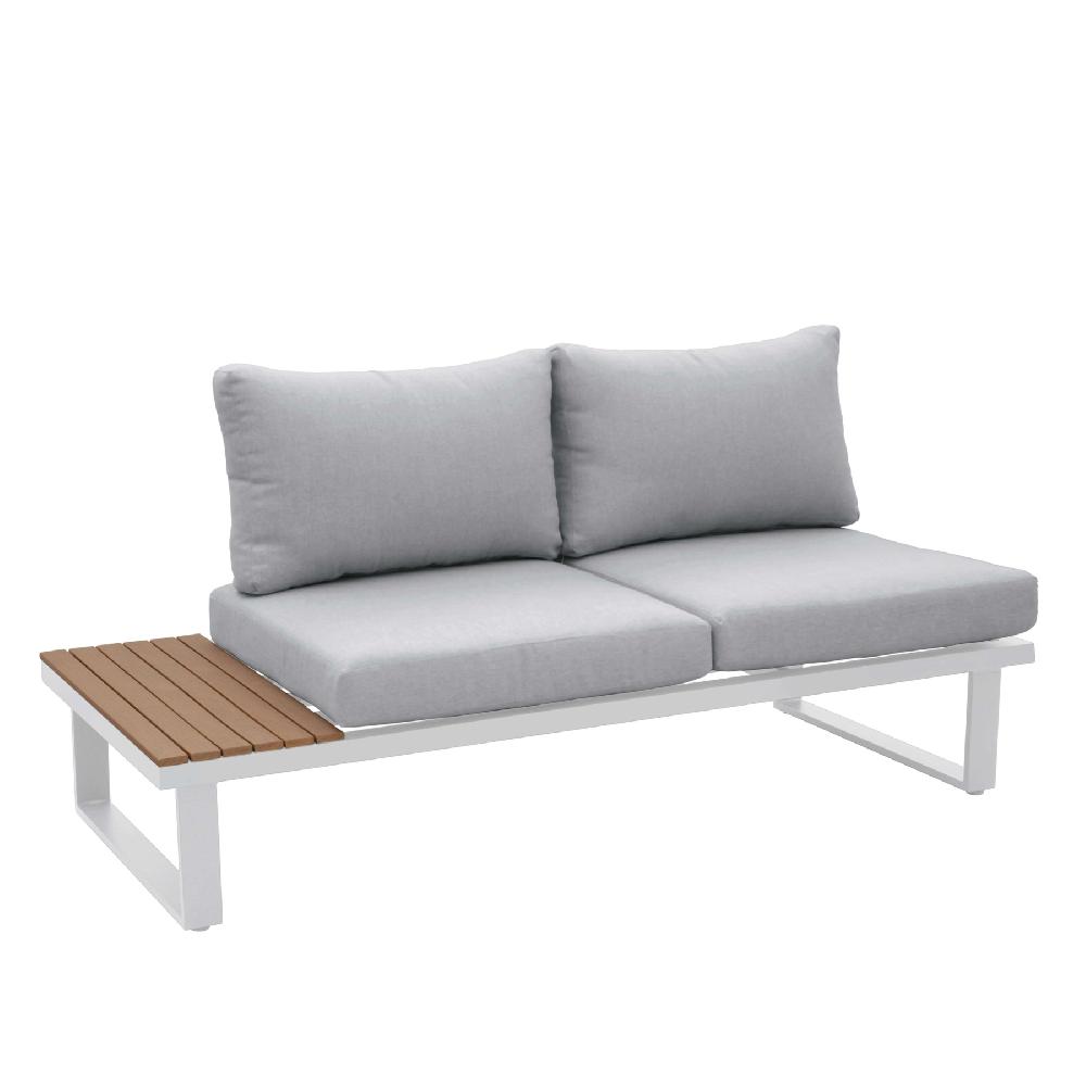 Pack Conjunto Muebles De Exterior Aluminio Gandía - Blanco Y Madera Claro