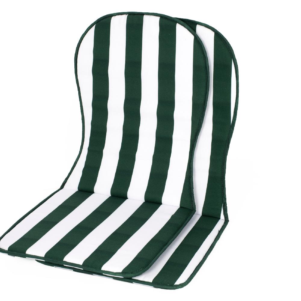 Pack De 2 Cojines De Silla Con Respaldo Básica Verde/blanco 40x74 Cm