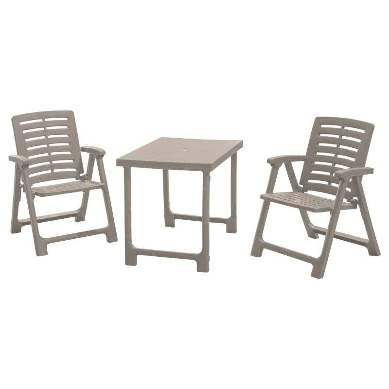 Pack de Muebles de Jardín Pik-Nik Estilo Moderno en Color Marrón con Mesa Plegable y 2 Sillas Plegables de Exterior